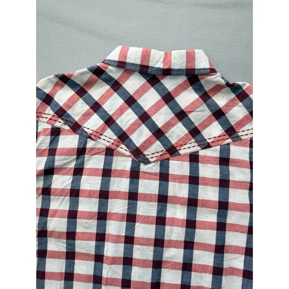 Cody James Western Plaid Pearl Snap Shirt Men’s Large Red Blue Cowboy Rodeo
